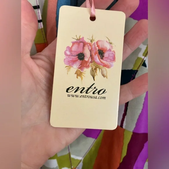 Entro Colorblock Mini Dress Large Lined Pockets V Neck Abstract Artsy - Picture 8 of 9